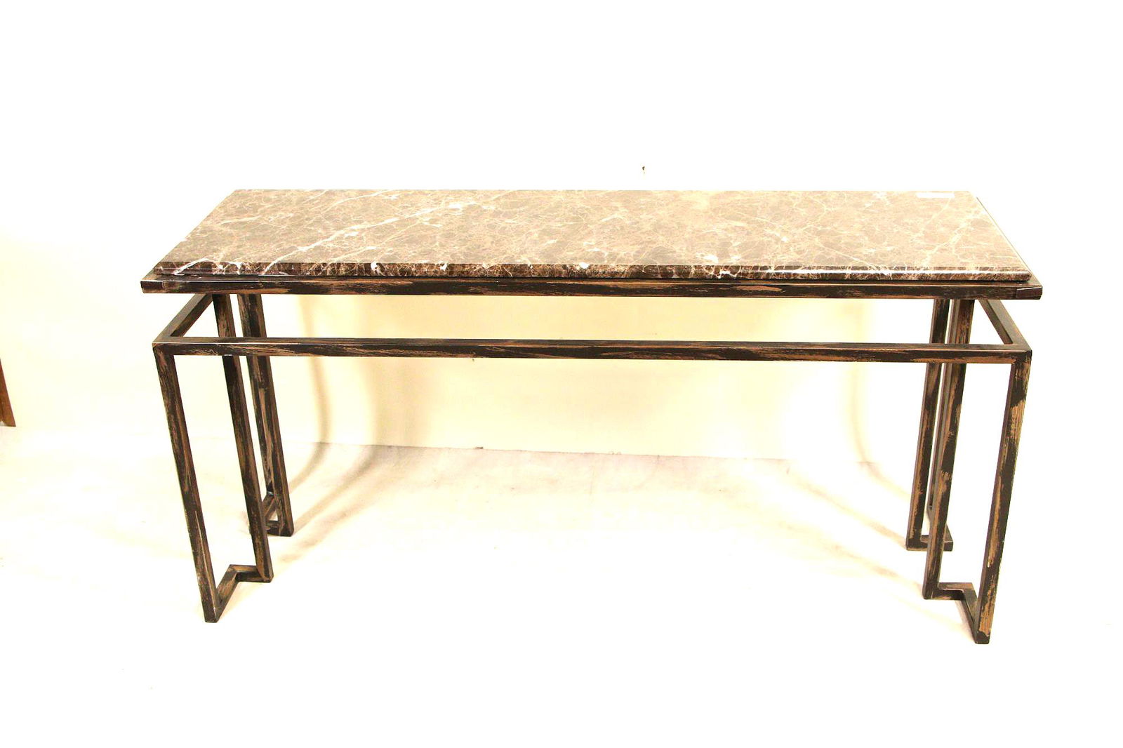 CONTEMPORARY PAINTED METAL BASE MARBLE TOP TABLE (1 of 4)