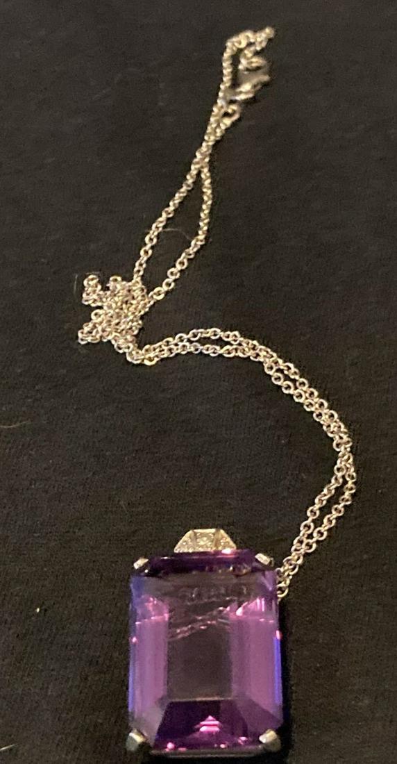 ANTIQUE 14kt WHITE GOLD DIAMOND & AMETHYST PENDANT (1 of 2)