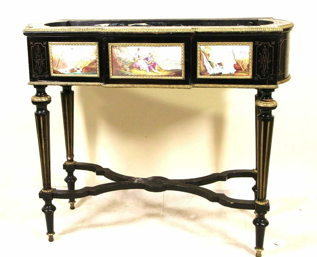 c.1860'S NAPOLEON III EBONIZED PLANTER BOX (1 of 5)