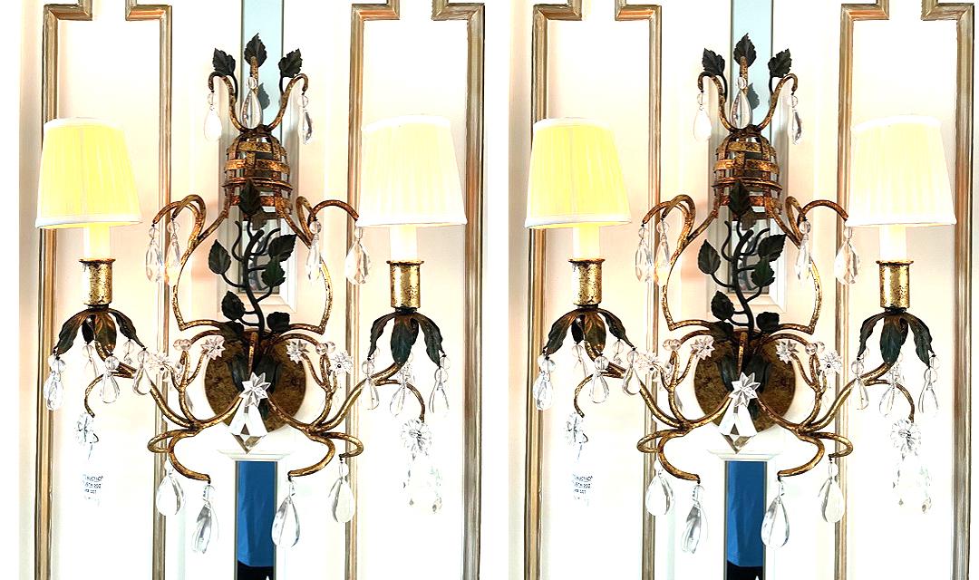 PAIR OF BAGUES STYLE TWO LIGHT SCONCES (1 of 2)