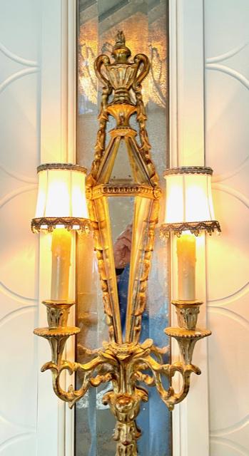 SET OF FOUR CARVED & GILDED TWO LIGHT SCONCES (1 of 1)