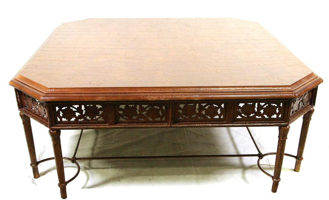 PAINTED CRACKLE FINISH TOP WITH METAL BASE COFFEE (1 of 5)