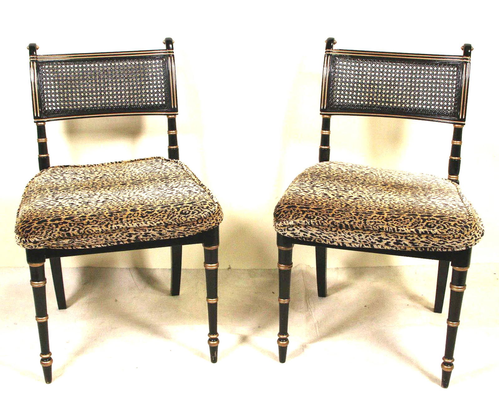 PAIR OF BAKER REGENCY STYLE LACQUERED SIDE CHAIRS (1 of 3)