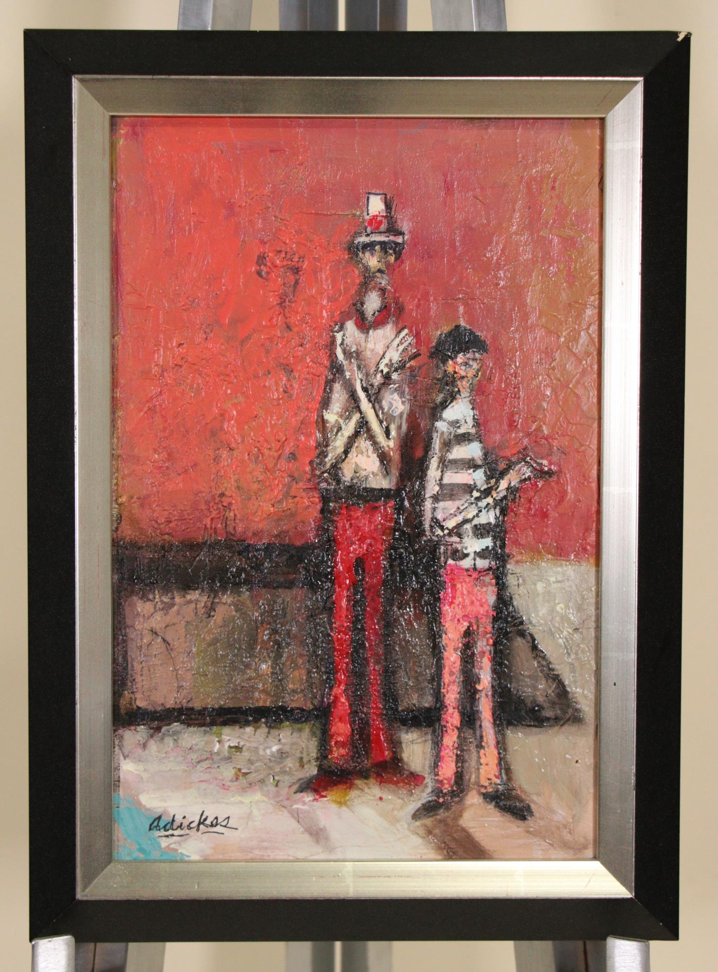 DAVID ADICKES "TWO BY A WALL" ACRYLIC ON PANEL: DAVID ADICKES "TWO BY A WALL" ACRYLIC ON PANEL, 2014. Height: 16 in. by Width: 11.5 in.