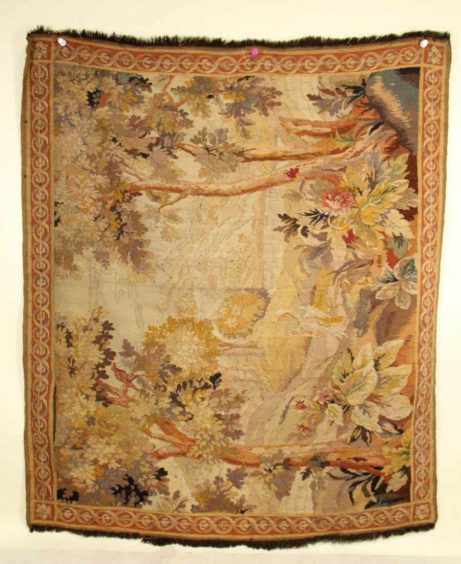 ANTIQUE FRENCH AUBUSSON GARDEN SCENE TAPESTRY (1 of 6)