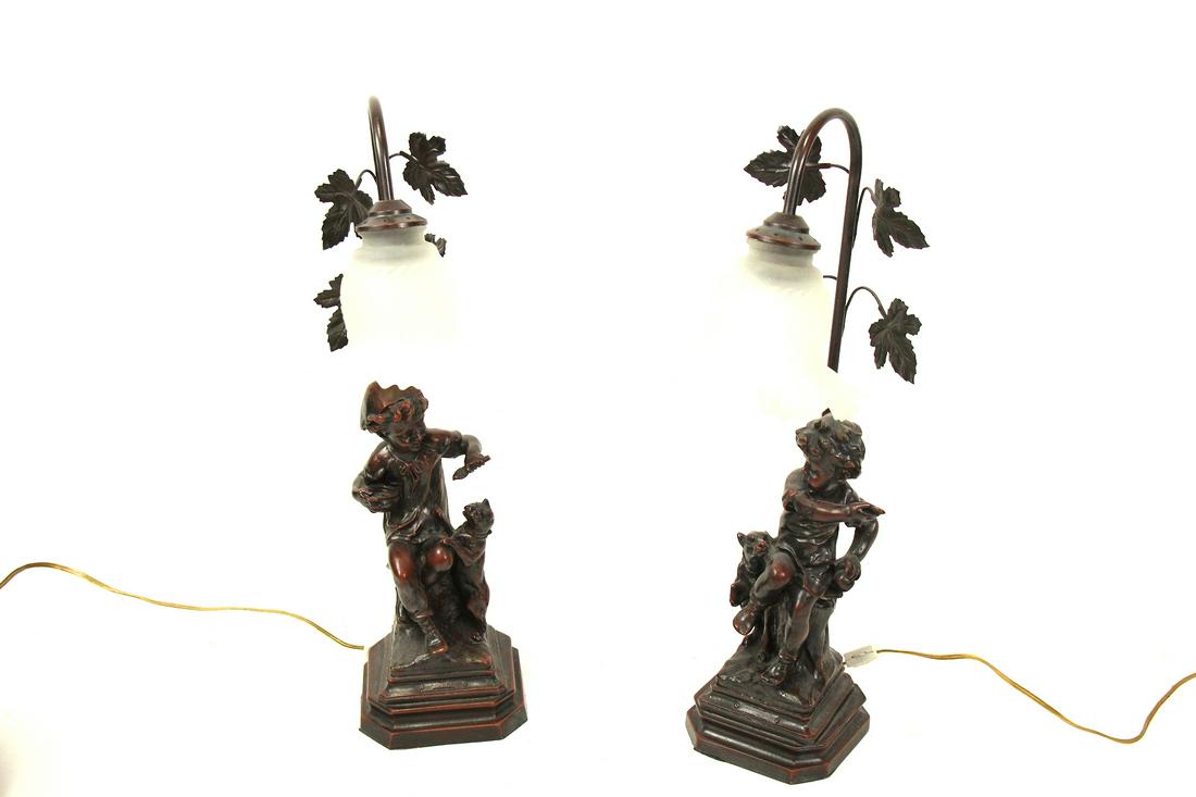 PAIR OF ART NOUVEAU STYLE FIGURAL LAMPS (1 of 4)