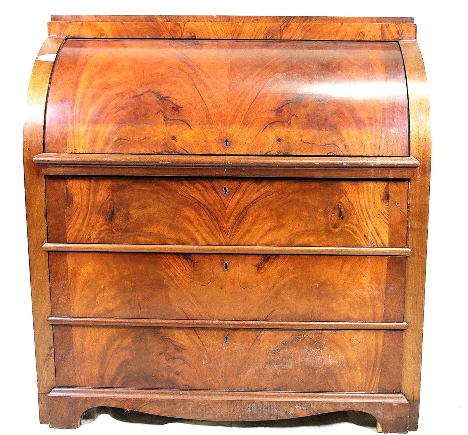 CIRCA 1840's BIEDERMEIER WALNUT ROLL TOP DESK (1 of 3)