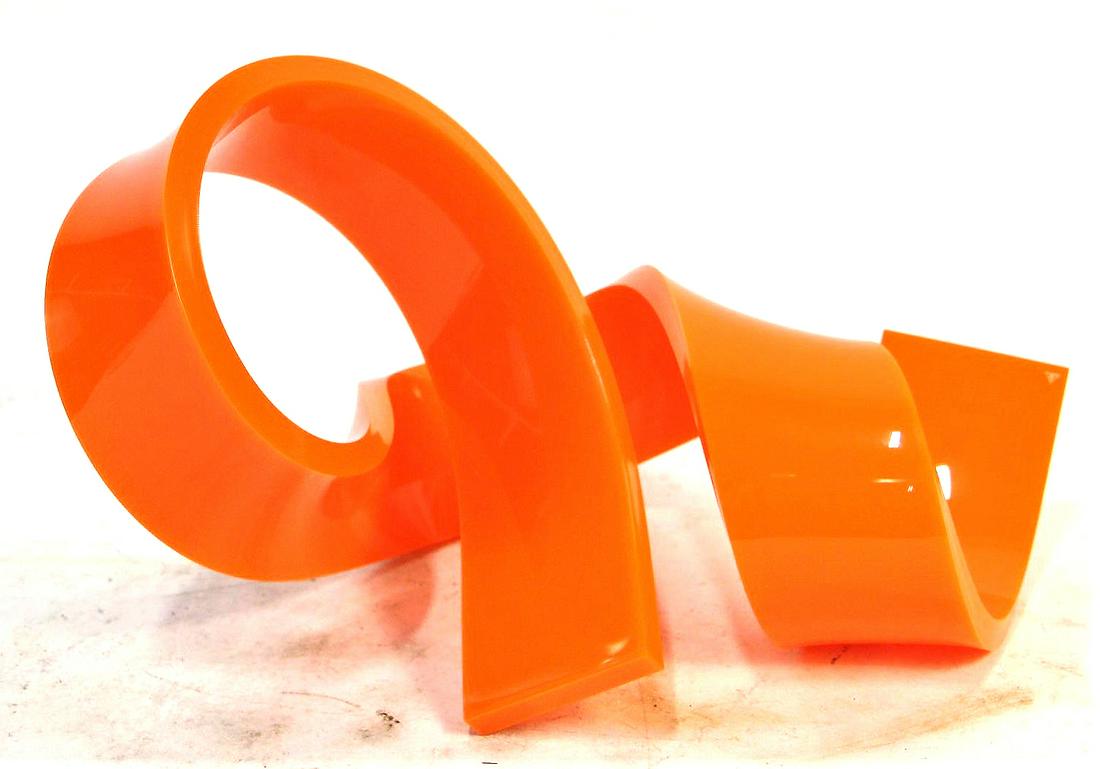 CONTEMPORARY ORANGE LUCITE SCULPTURE (1 of 3)