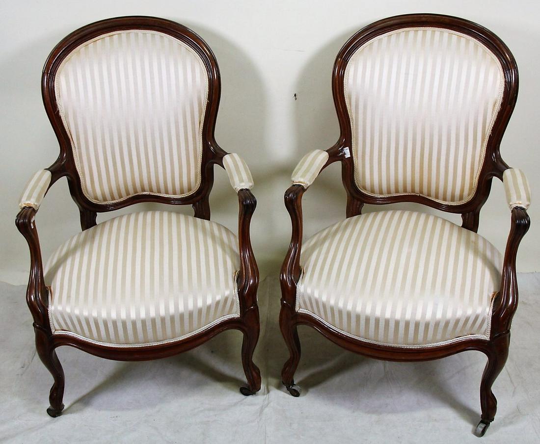 PAIR OF VICTORIAN ARMCHAIRS (1 of 3)