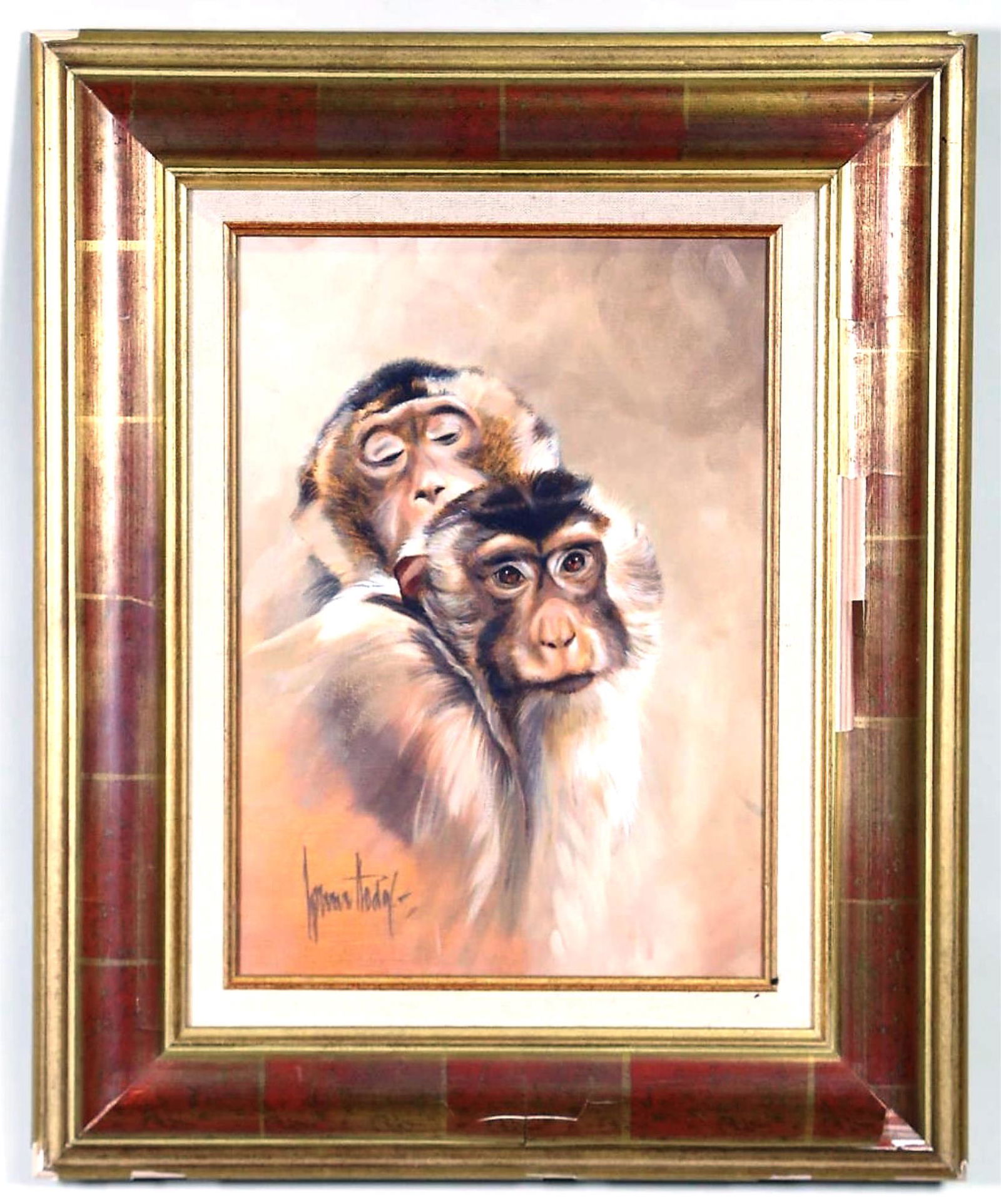 SPENCER HODGE "RHESUS MONKEYS" OIL ON CANVAS (1 of 6)