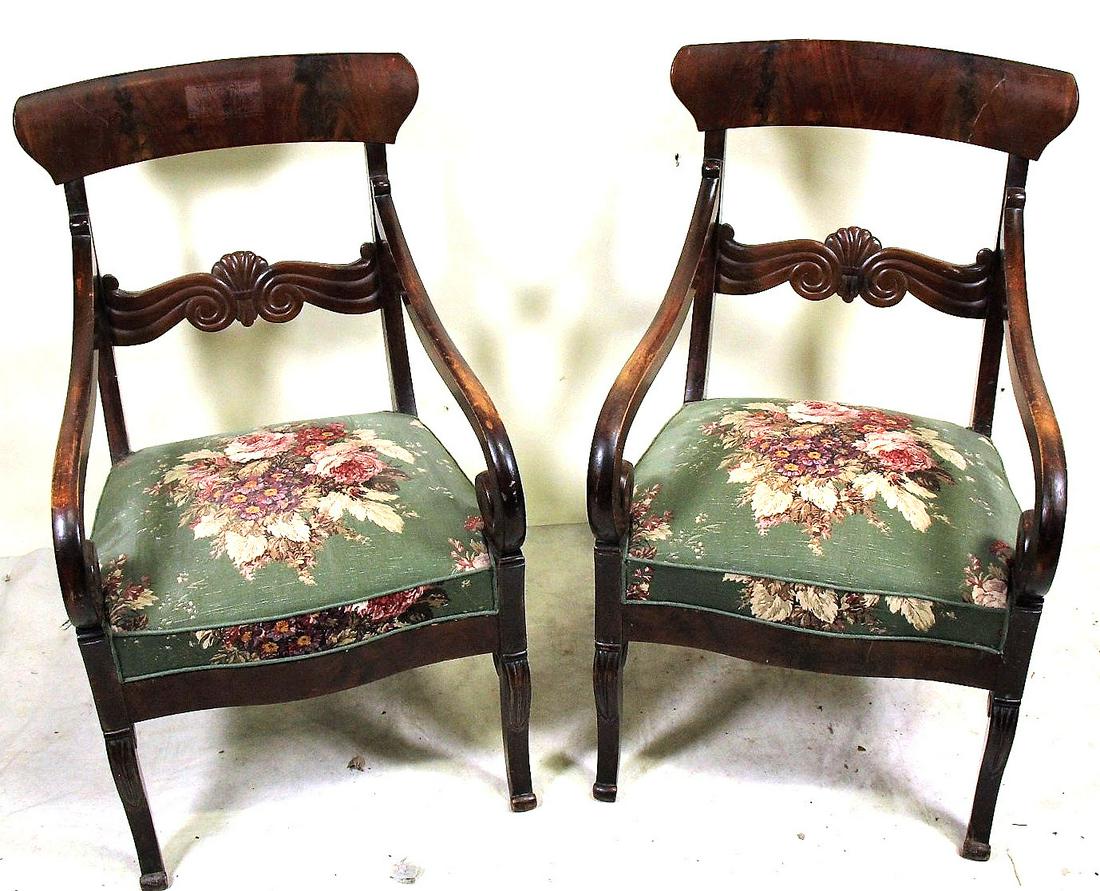 PAIR OF ANTIQUE NEEDLEPOINT ARMCHAIRS (1 of 3)
