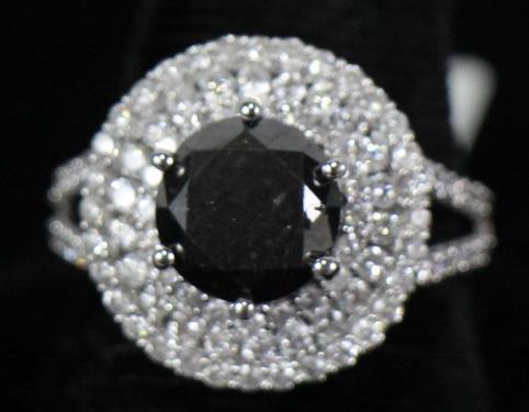 14kt WHITE GOLD BLACK & WHITE DIAMOND RING (1 of 2)