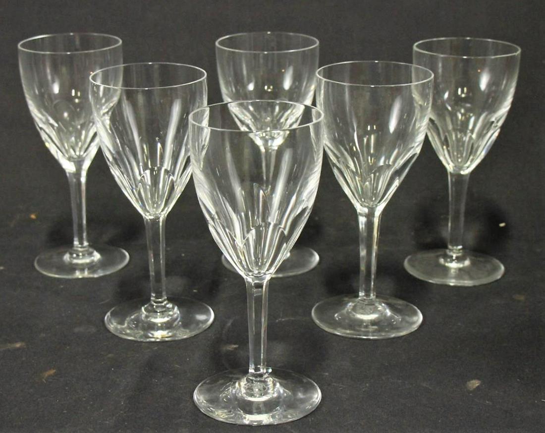 SET OF SIX BACCARAT CRYSTAL WINE GOBLETS: SET OF SIX BACCARAT CRYSTAL WINE GOBLETS. Height: 7.5 in. by Width: 3.25 in. by Depth: 3.25 in.
