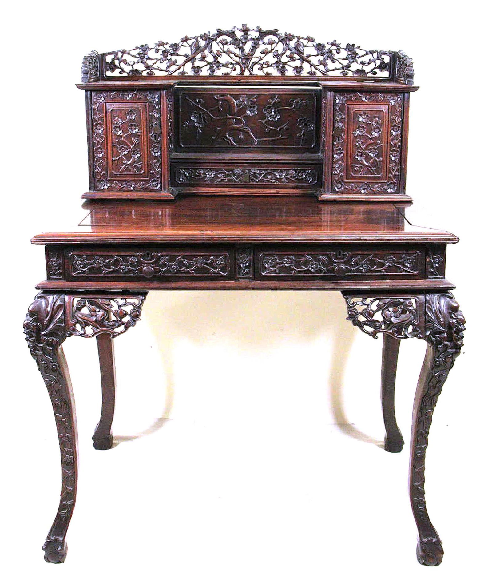 19th CENTURY CHINESE CARVED ROSEWOOD DESK (1 of 6)