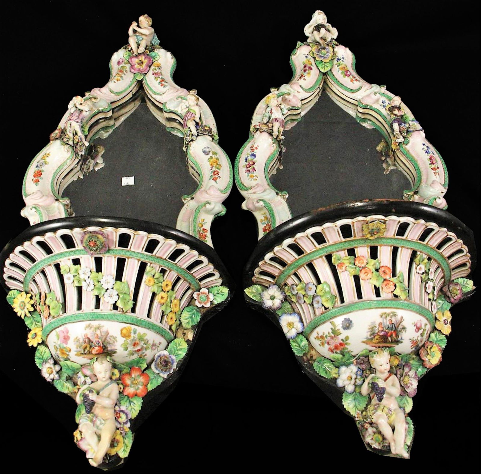 PAIR OF 19th CENTURY MEISSEN PORCELAIN WALL MOUNTS (1 of 6)