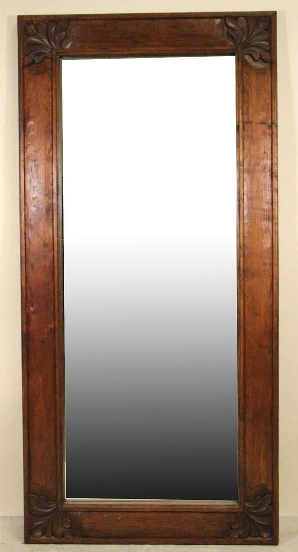 VINTAGE WOOD FRAMED BEVELED GLASS MIRROR (1 of 3)