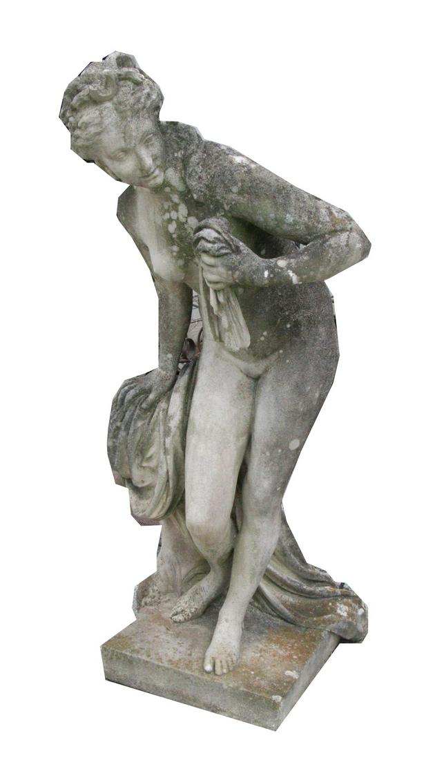 ANTIQUE FIGURAL  STATUE OF DIANA IN SHELLCRETE (1 of 7)