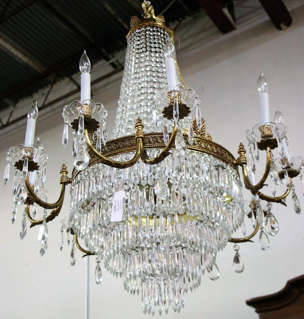 REGENCY STYLE BRONZE & CRYSTAL CHANDELIER (1 of 4)