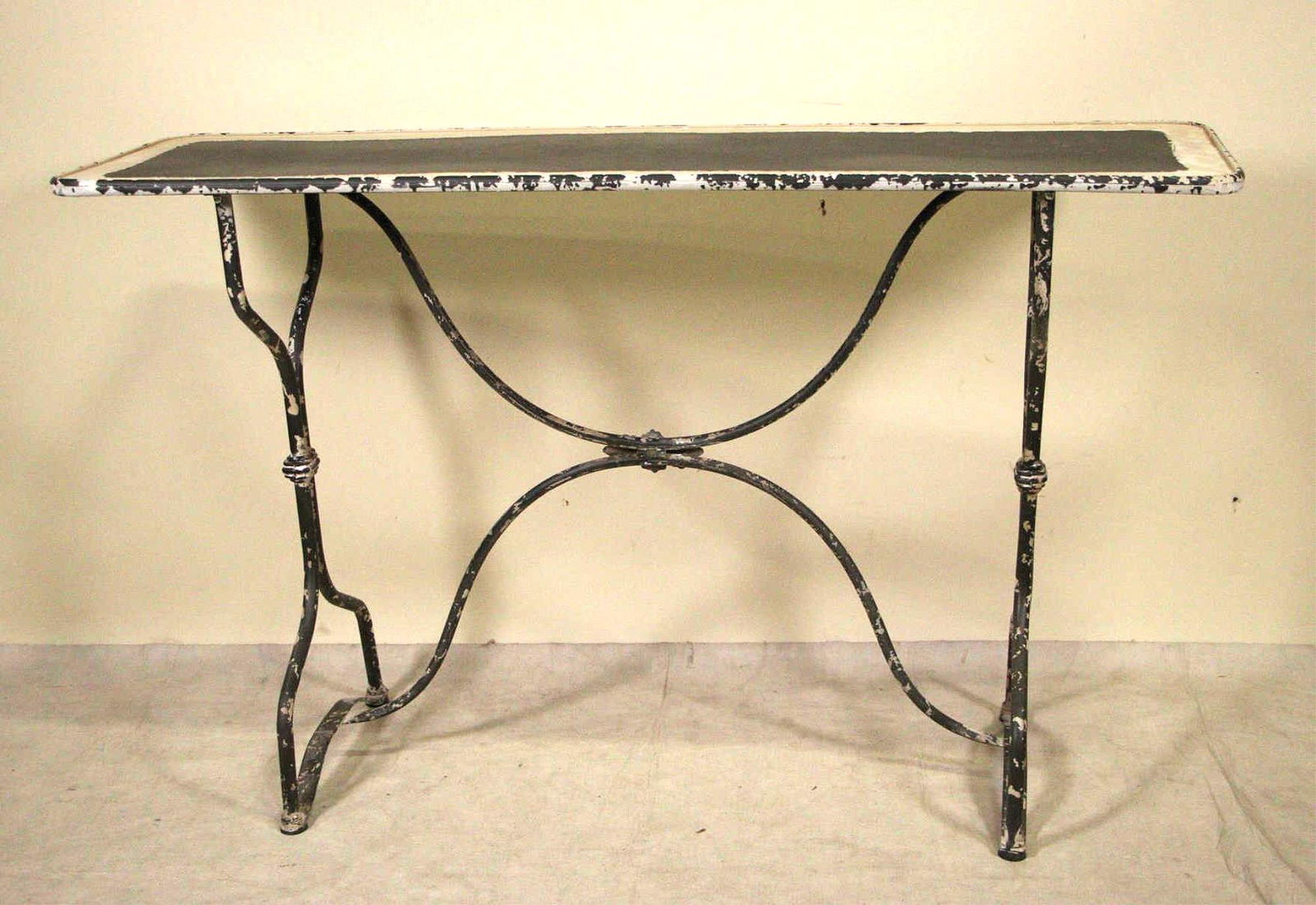 PAINTED AND DISTRESSED METAL CONSOLE TABLE (1 of 3)