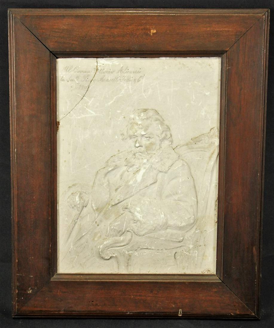PLASTER AL VITTORIO ALINARI (SOLD AS IS) CRACKED: PLASTER AL VITTORIO ALINARI (SOLD AS IS) CRACKED IN UPPER RIGHT CORNER. Height: 21 in. by Width: 17 in.