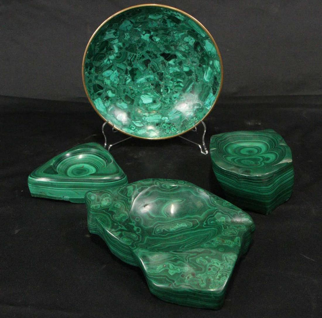 SET OF FOUR MALACHITE PIECES (1 of 9)