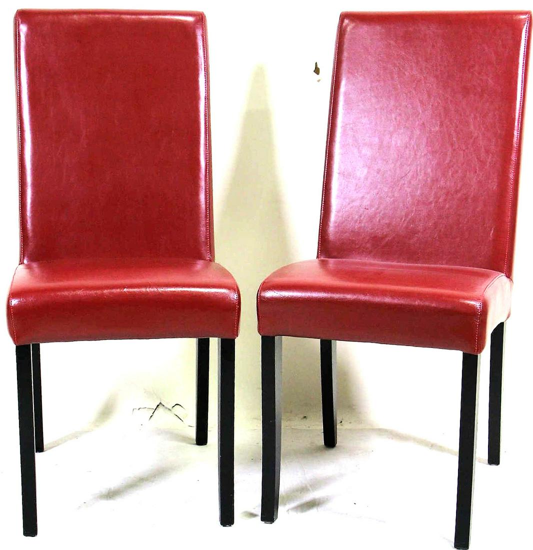 PAIR OF RED LEATHER CHAIRS (1 of 4)