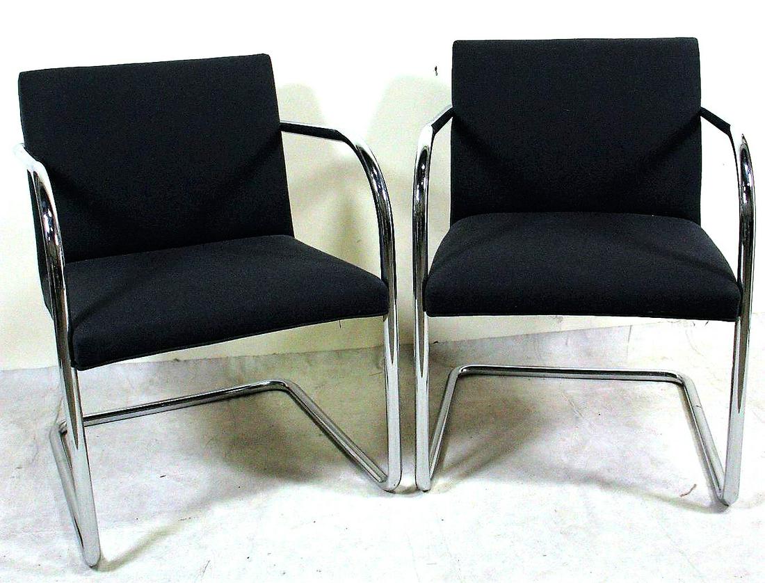 PAIR OF KNOLL BRUNO CHAIRS BY MIES VAN DER ROHE: PAIR OF KNOLL BRUNO CHAIRS BY MIES VAN DER ROHE. Height: 30.5 in. by Width: 21.5 in. by Depth: 22 in.