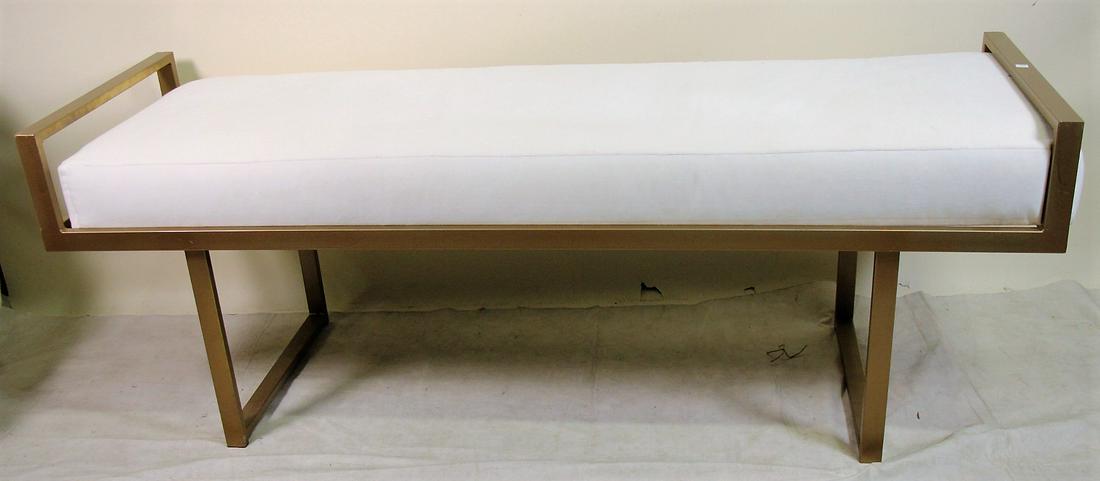 CONTEMPORARY GILT METAL VELOUR SEAT BENCH (1 of 3)