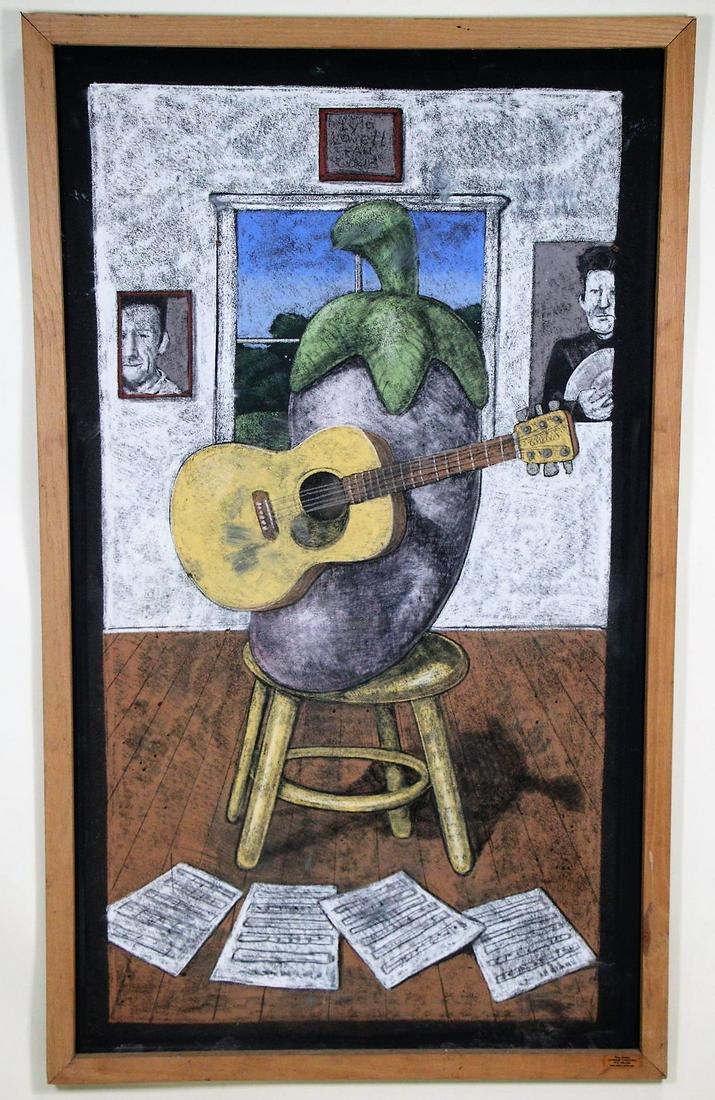 SEAN MCAFEE CHALK DRAWING OF LYLE LOVETT ON BOARD (1 of 4)