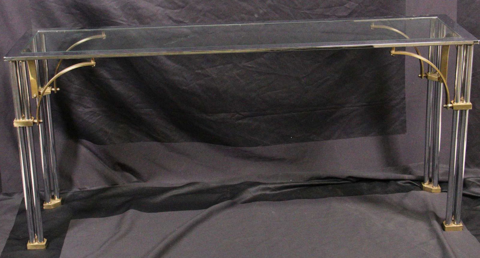 VINTAGE CHROME AND GLASS CONSOLE TABLE (1 of 4)