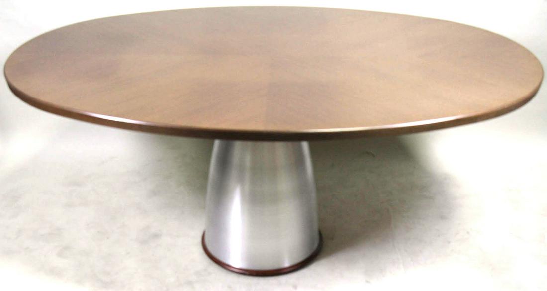 CONTEMPORARY OVAL TABLE ON STAINLESS BASE (1 of 4)