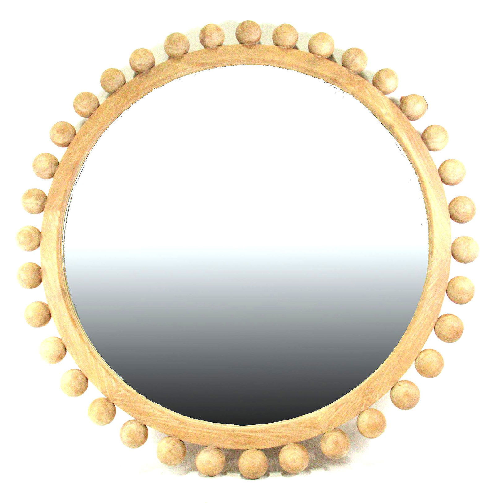 LARGE ROUND WOODEN WALL MIRROR (1 of 4)