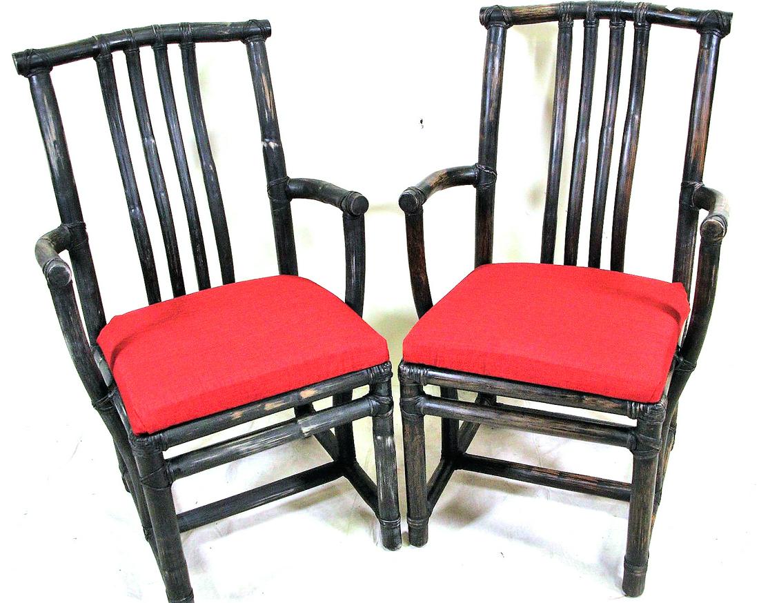 SET OF 4 MCGUIRE HOLLYWOOD REGENCY RATTAN CHAIRS (1 of 7)