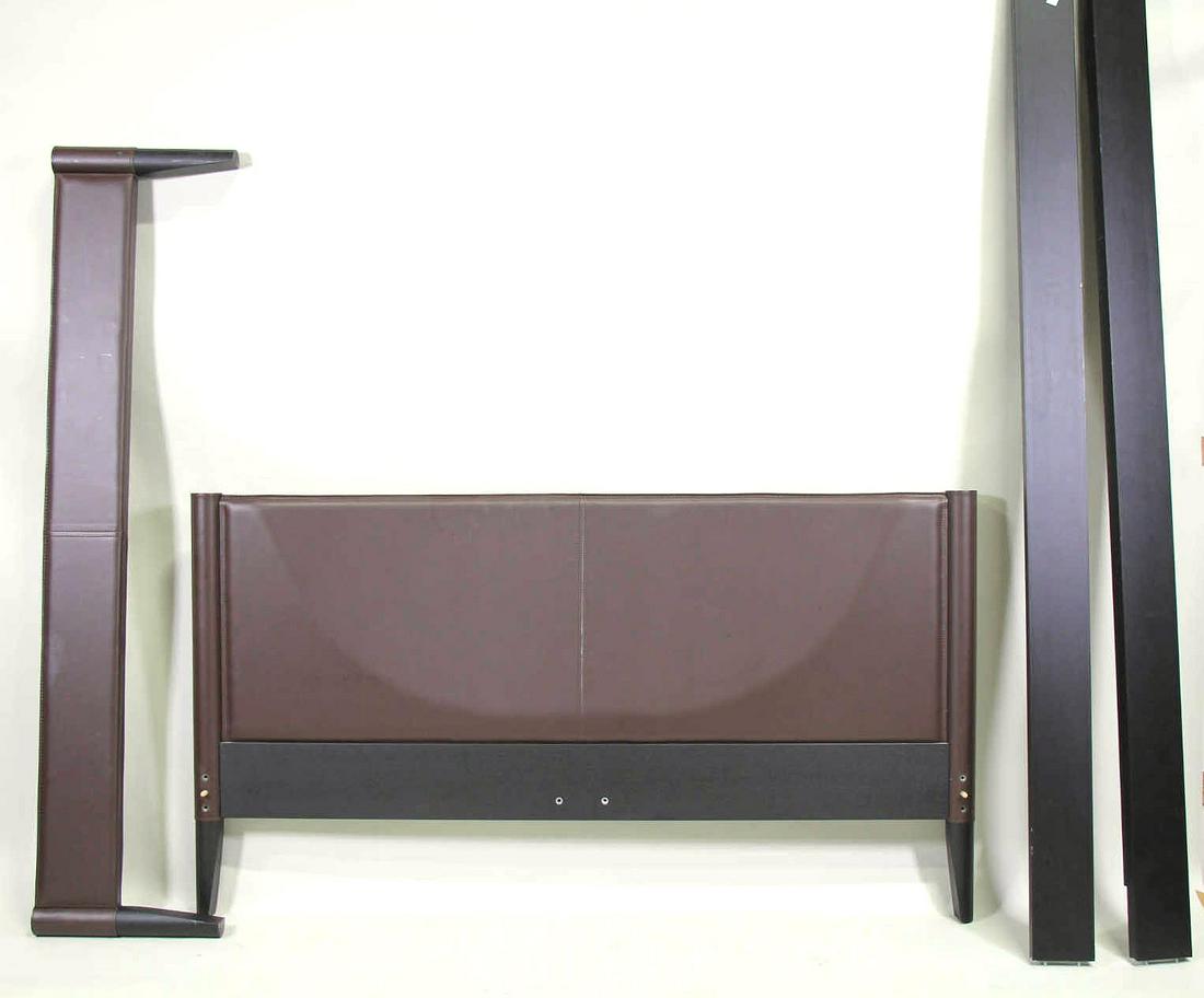CONTEMPORARY QUEEN SIZE BROWN LEATHER BED (1 of 4)