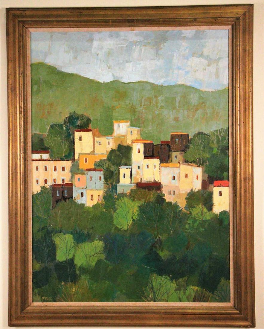 HERB MEARS CITY ON A HILL ACRYLIC PAINTING (1 of 5)