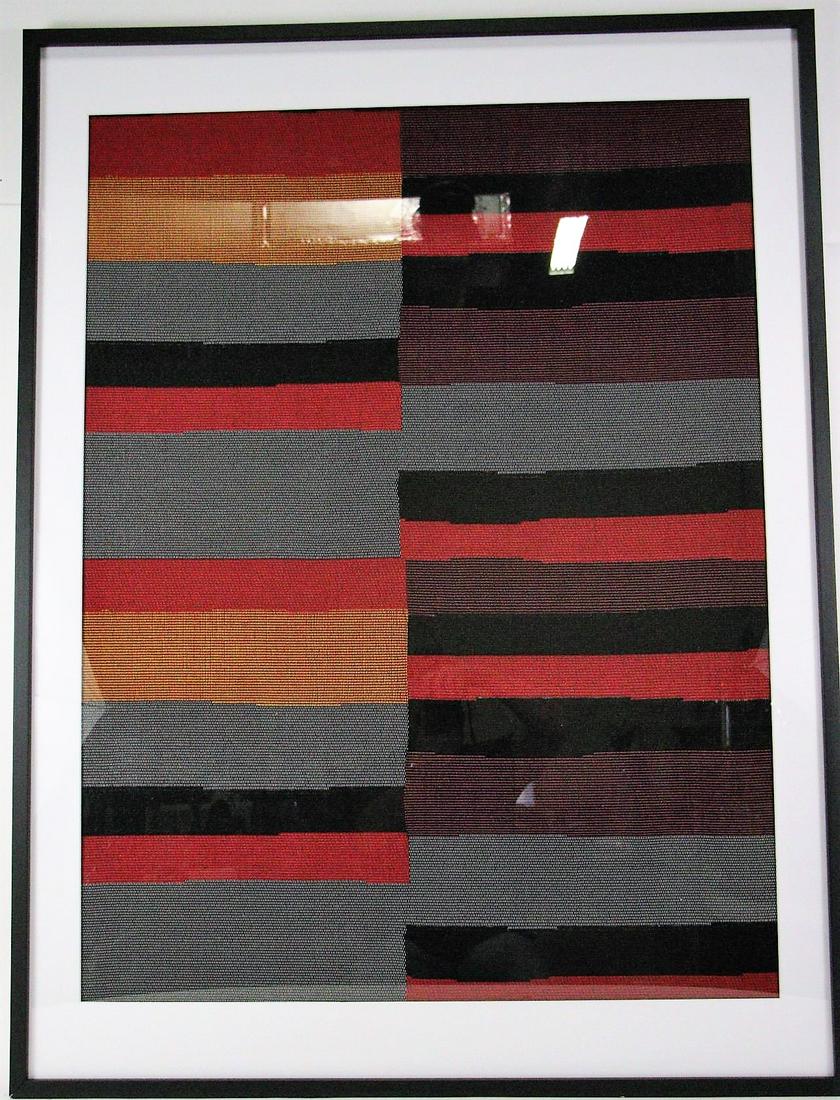 FRAMED & MATTED MULTI-COLORED TEXTILE WEAVING (1 of 3)