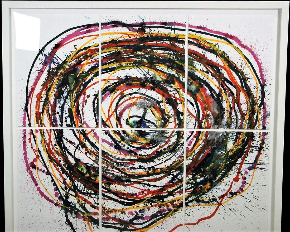 FRAMED COULEURS PRIMARIES ACRYLIC ON PAPER COLLAGE (1 of 5)