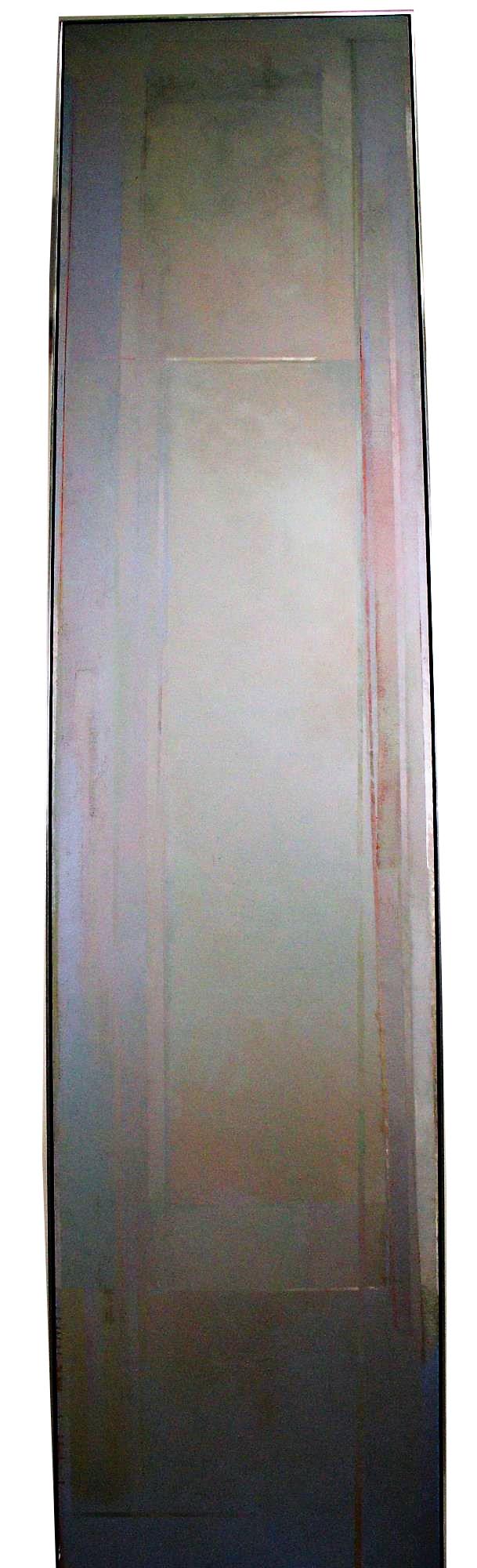 JOSEPH ALMYDA 1960'S ABSTRACT PAINTING: JOSEPH ALMYDA 1960'S ABSTRACT ACRYLIC PAINTING 12' BY 32". SIGNED ON REVERSE. CUSTOM STEEL FRAME. Height: 144 in. by Width: 33 in.