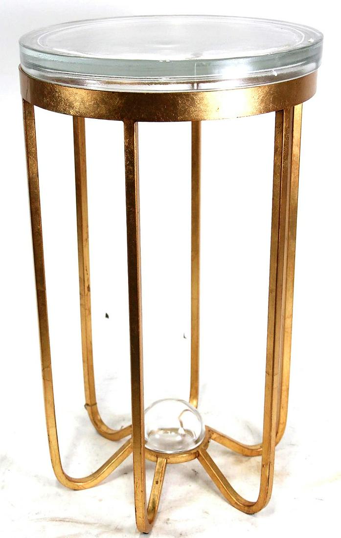 BRASS WITH GLASS TOP SIDE TABLE (1 of 3)