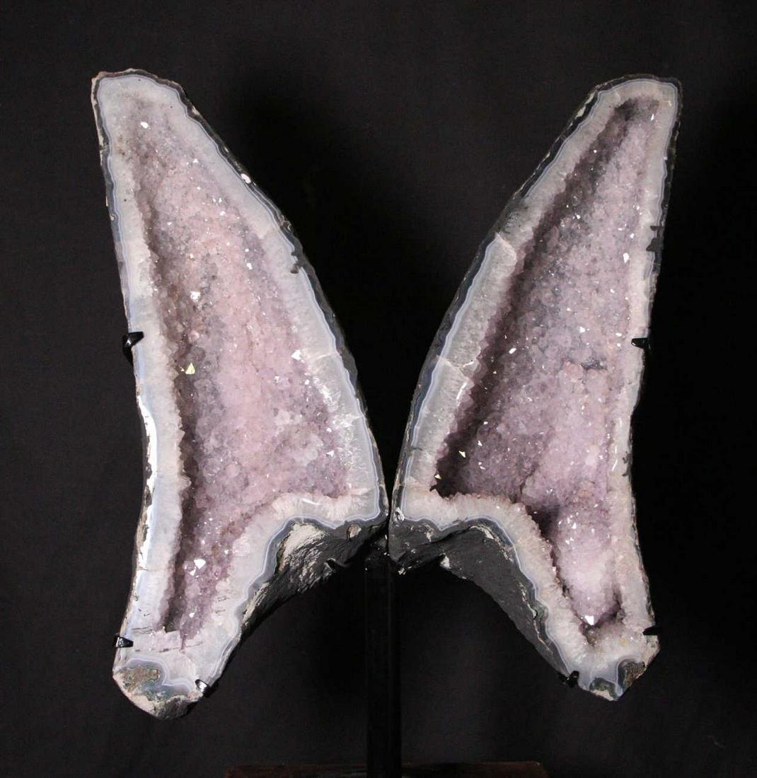 SET OF POLISHED AMETHYST BUTTERFLY WINGS ON STAND (1 of 3)
