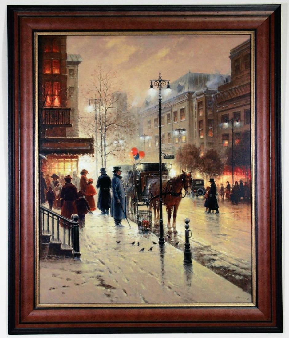 G. HARVEY STREET SCENE PRINT: G .HARVEY STREET SCENE FRAMED & MATTED PRINT. Height: 36.5 in. by Width: 30.25 in.
