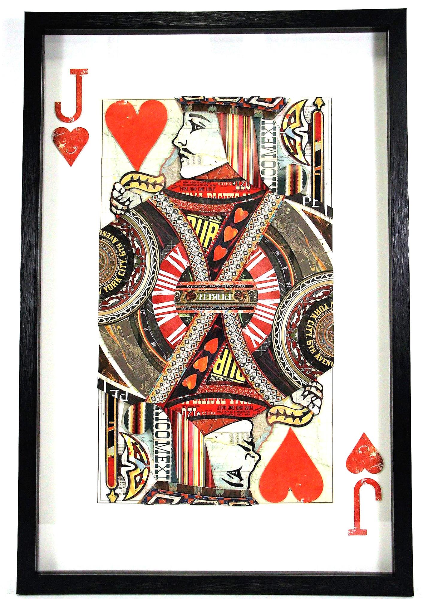 FRAMED JACK OF HEARTS MIXED MEDIA: FRAMED JACK OF HEARTS MIXED MEDIA. Height: 35.5 in. by Width: 23.5 in.