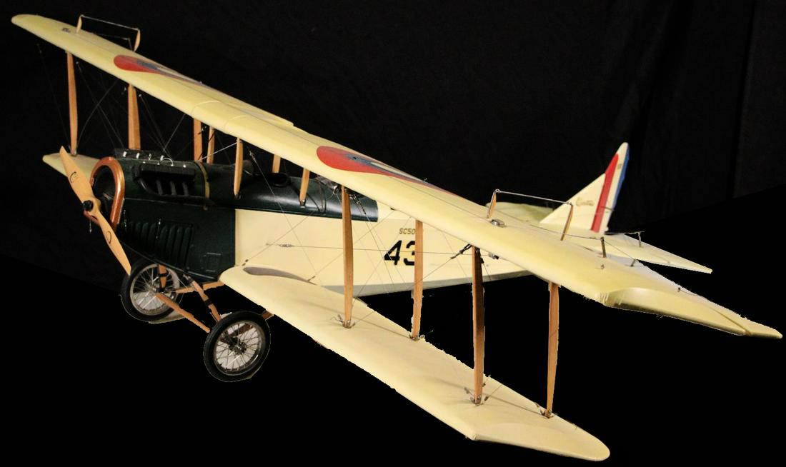 VINTAGE LOVE FIELD MODEL BIPLANE: VINTAGE LOVE FIELD MODEL BIPLANE. Height: 10 in. by Width: 65 in. by Depth: 38 in.