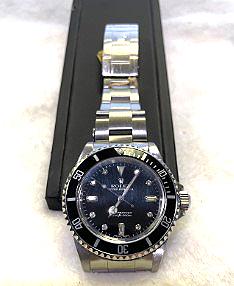 ROLEX SUBMARINER 14060M STEEL BLACK DIAMOND WATCH: ROLEX SUBMARINER 14060M STAINLESS STEEL BLACK DIAMOND WATCH