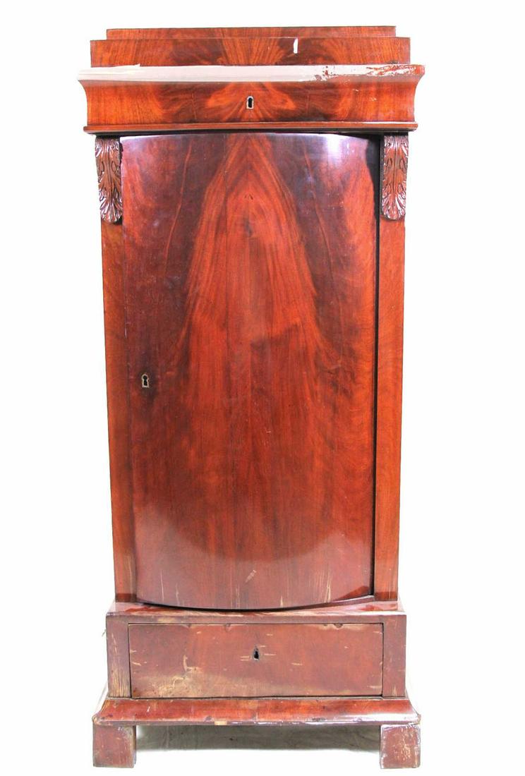 19th CENTURY MAHOGANY TALL CABINET: 19th CENTURY MAHOGANY TALL CABINET. Height: 57 in. by Width: 25 in. by Depth: 16 in.