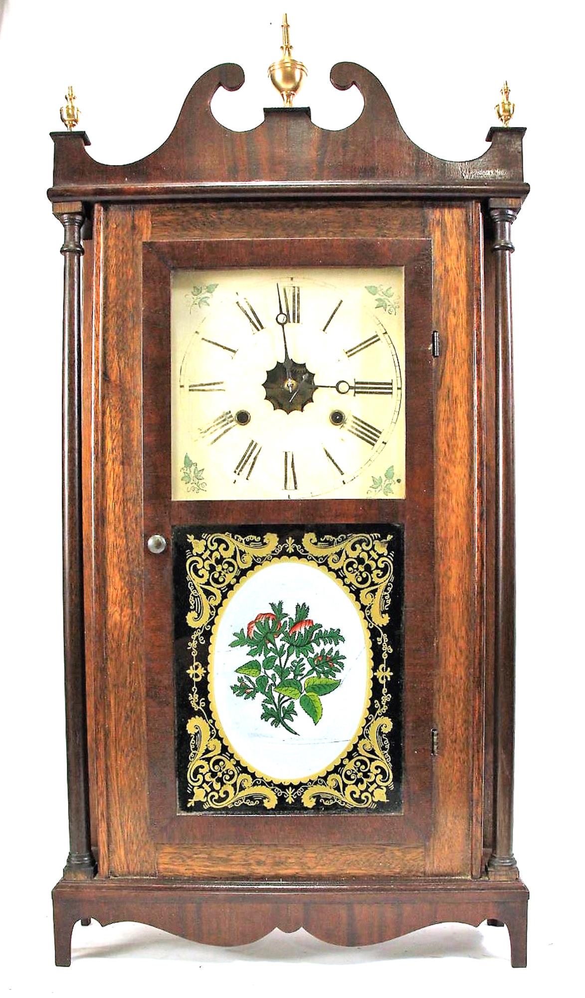19th CENTURY AMERICAN MANTEL CLOCK: 19th CENTURY AMERICAN JEROME & CO., NEW HAVEN, CT. MANTEL CLOCK. Height: 32 in. by Width: 16 in. by Depth: 4 in.