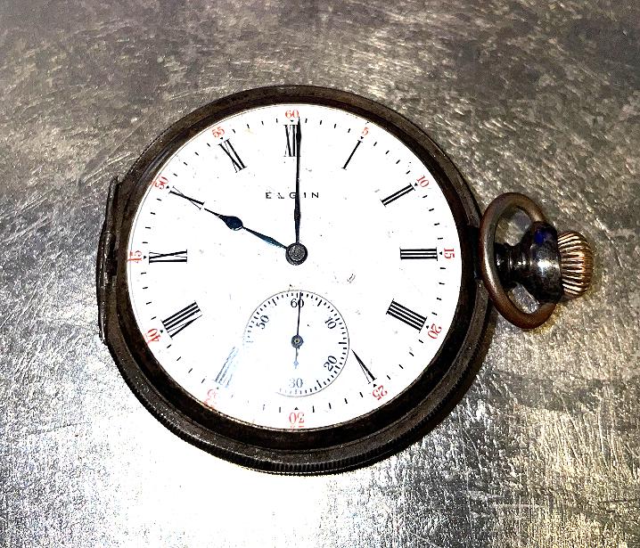 1911 ELGIN MOD 6 GR 290 HUNTING POCKET WATCH: 1911 ELGIN MODEL 6 STERLING SILVER CASE - GRADE 290, SIZE 16s, JEWELS 7j, HUNTING POCKET WATCH