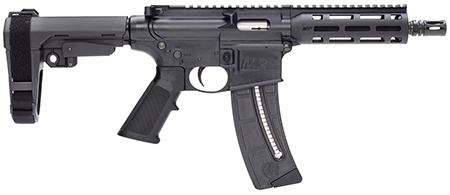 SMITH AND WESSON MP15/22 .22LR PISTOL (NEW): NEW SMITH AND WESSON MP15/22 .22LR PISTOL - 8in BARREL, SBA3 ARM BRACE, M-LOK HANDGUARD CALIBER: .22LR; SERIAL NUMBER: WAL3055; NEW FIREARM - INCLUDES ORIGINAL CASE & ONE MAG(L2199)