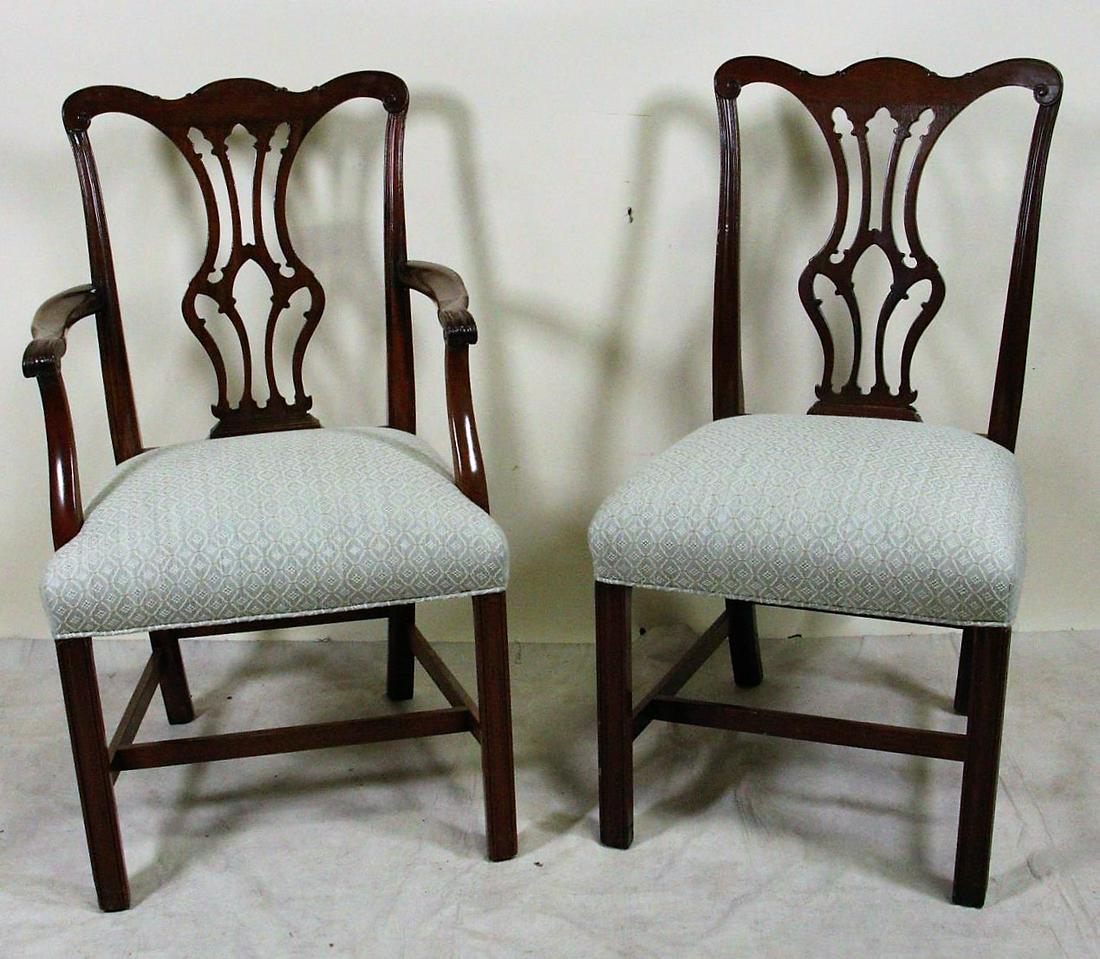 LOT OF EIGHT VINTAGE CHIPPENDALE STYLE CHAIRS (1 of 6)