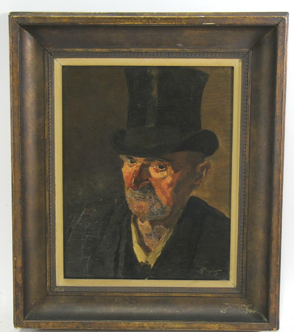 SIEGRIED ZIEGLER (GERMAN/N.Y.) "IN A TOP HAT" OIL (1 of 4)